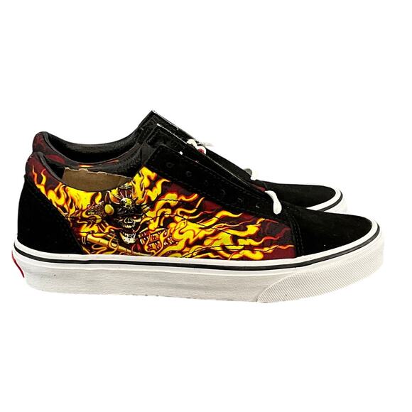 Vans Old Skool Samurai Rising Flame Black Red Yellow Sneakers Men 5.5 / Women 7 - Picture 2 of 9